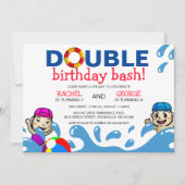 Invitation Double célébration | Piscine pour enfants fête d'a (Devant)