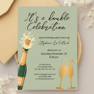 Invitation Double Célébration Vert Jonction Anniversaire