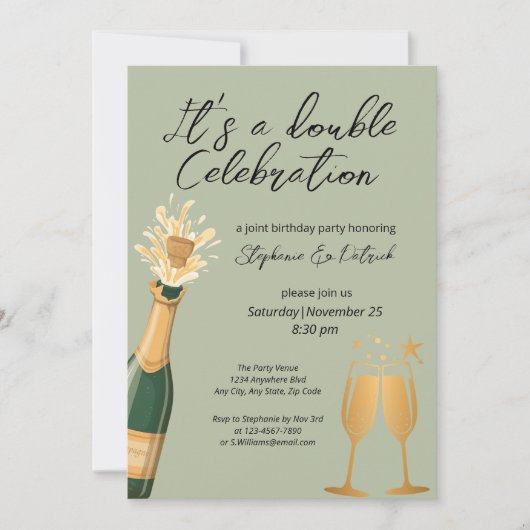 Invitation Double Célébration Vert Jonction Anniversaire (Devant)