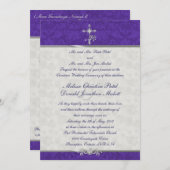 Invitation Double Cérémonie de Purple Damask (Devant / Derrière)