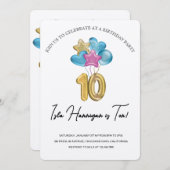 Invitation Double chiffres Anniversaire Bash (Devant / Derrière)