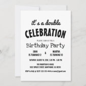 Invitation Double classique noir et blanc fête d'anniversaire (Devant)