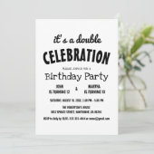 Invitation Double classique noir et blanc fête d'anniversaire (Debout devant)