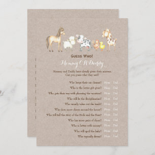 Invitation Double Côté - Baby shower Jeux Voeux Devinez qui