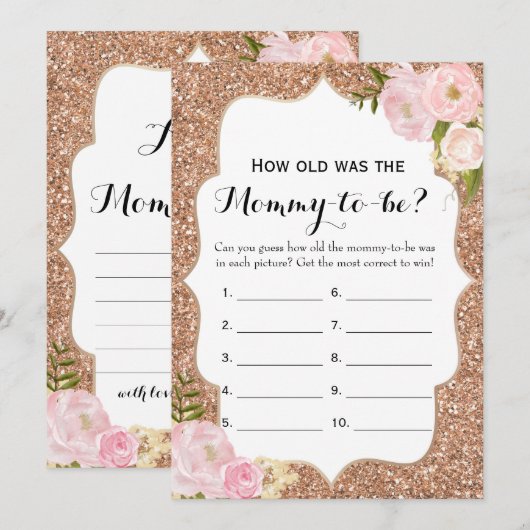 Invitation Double Côté jeux de 2 baby showers comment vieux (Devant / Derrière)