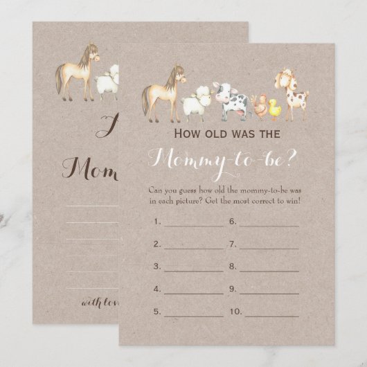 Invitation Double Côté - Jeux de 2 Baby showers - Quel âge |  (Devant / Derrière)