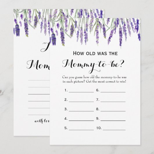 Invitation Double Côté - Jeux de 2 Baby showers - Quel âge |  (Devant / Derrière)