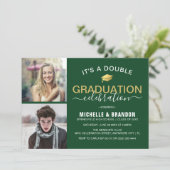 Invitation Double de la fête de graduation (Debout devant)