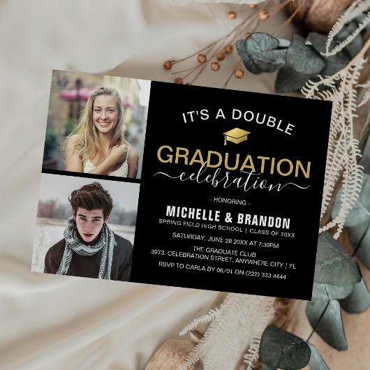 Invitation Double de la fête de graduation