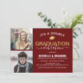 Invitation Double de la fête de graduation (Debout devant)