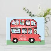 Invitation Double Decker Bus Combiné Anniversaire (Debout devant)