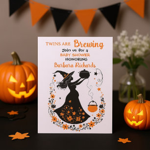 Invitation Double difficulté brasse - Twin Halloween Baby sho