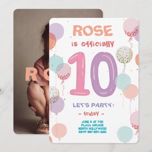 Invitation Double Digits Celebration Bash (Devant / Derrière)
