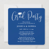 Invitation Double Diplomation 2 Photos Bleu Royal Soirée Comm (Dos)