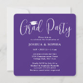 Invitation Double Diplomation 2 Photos Fête Conjointe Violett (Dos)