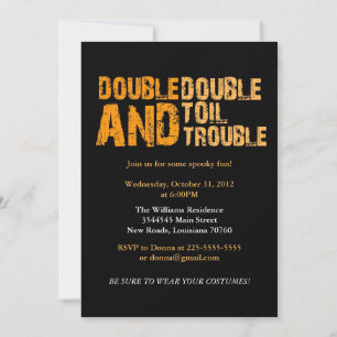 Invitation Double double huile et problème Parti Halloween