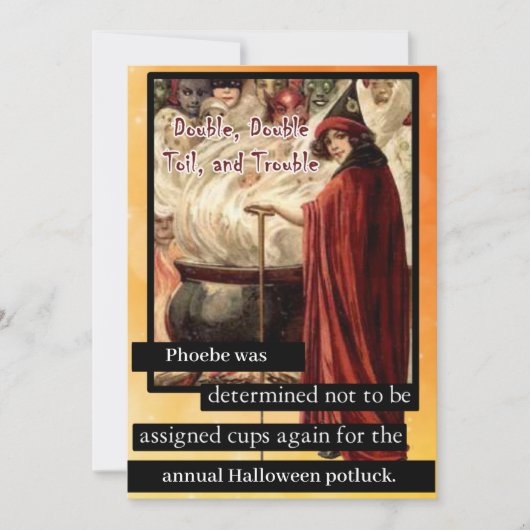 Invitation Double, Double, Toil & Trouble Halloween Potluck I (Devant)