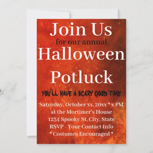 Invitation Double, Double, Toil & Trouble Halloween Potluck I (Dos)