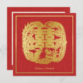 Invitation Double dragon chinois de bonheur/mariage de (Devant / Derrière)