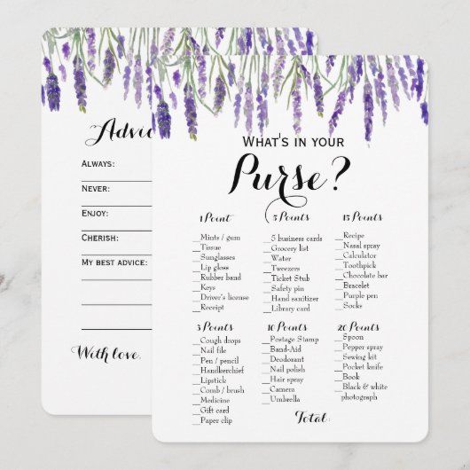 Invitation Double Face - 2 Jeux de Baby Shower Purse | Vœux (Devant / Derrière)