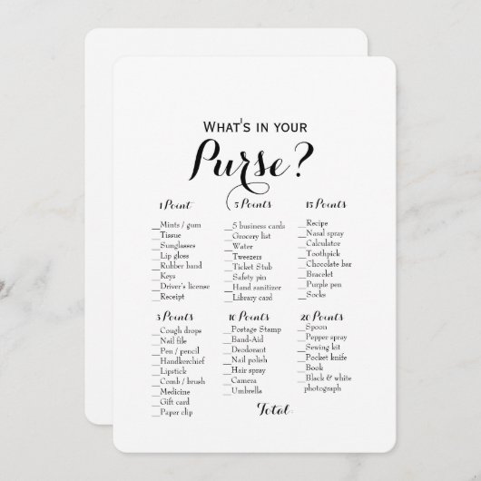 Invitation Double Face - 2 Jeux de Baby Shower Purse | Vœux (Devant / Derrière)