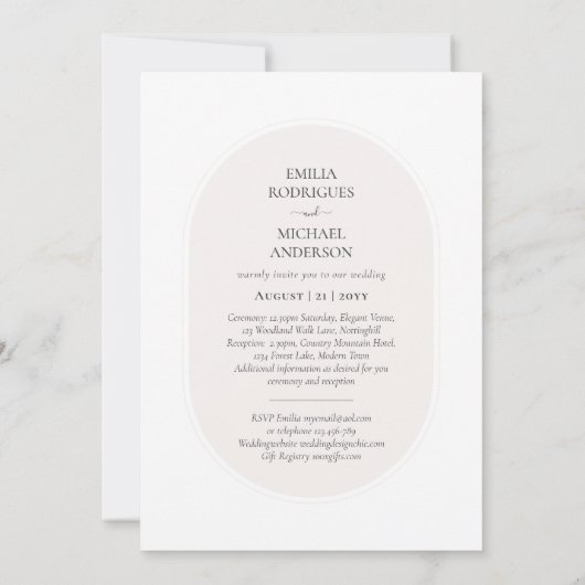 Invitation Double face BILINGUE Mariage Blanc Beige (Dos)