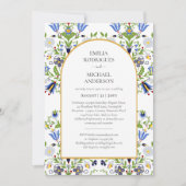 Invitation Double face BILINGUE Mariage Fleurs d'art populair (Devant)