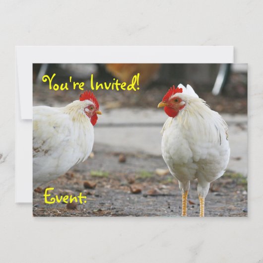 Invitation double face, coq (Devant)