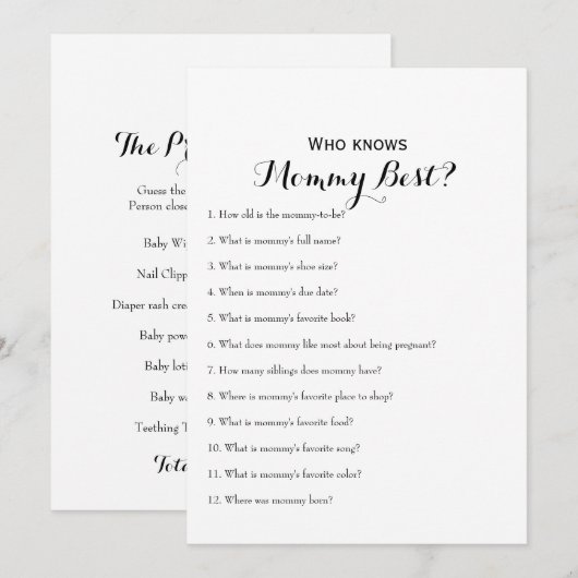 Invitation Double face - Jeux de 2 x Baby showers (Devant / Derrière)