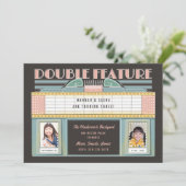 Invitation Double Feature Film Twins Anniversaire Fête (Debout devant)