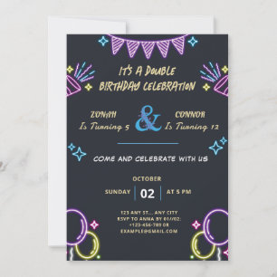 Invitation Double fête Anniversaire