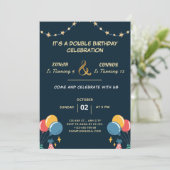Invitation Double fête Anniversaire (Debout devant)