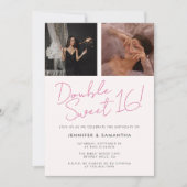 Invitation Double fête conjointe Anniversaire Rose Sweet 16 (Devant)
