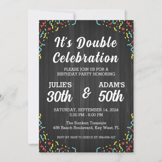 Invitation Double fête d'anniversaire (Devant)