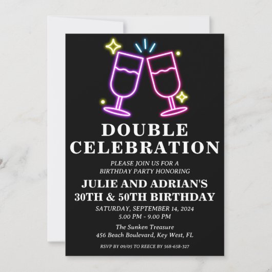 Invitation Double fête d'anniversaire (Devant)