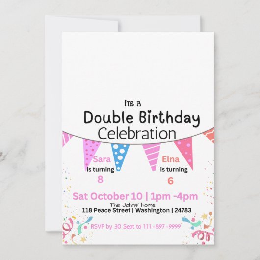 Invitation Double Fête d'Anniversaire (Devant)