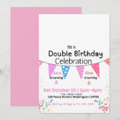 Invitation Double Fête d'Anniversaire (Devant / Derrière)