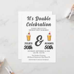 Invitation Double fête d'anniversaire