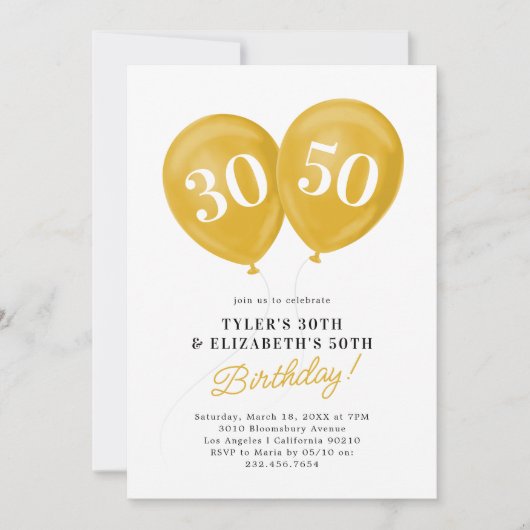 Invitation Double fête d'anniversaire (Devant)