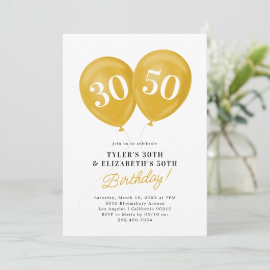 Invitation Double fête d'anniversaire (Debout devant)