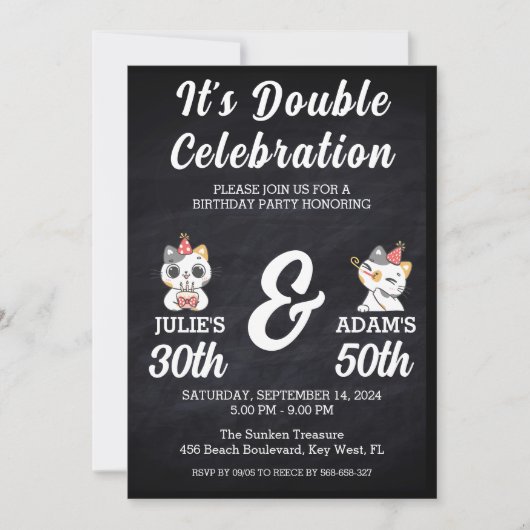 Invitation Double fête d'anniversaire (Devant)
