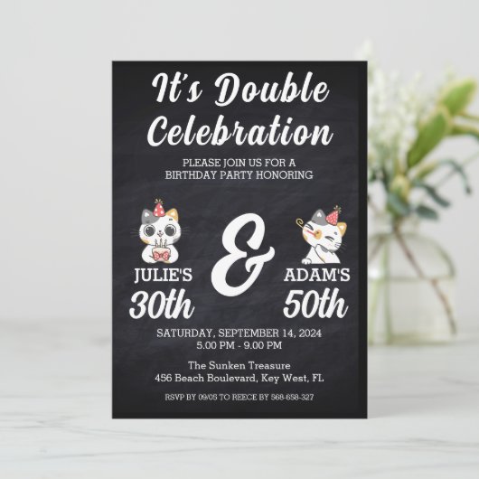 Invitation Double fête d'anniversaire (Debout devant)