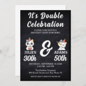 Invitation Double fête d'anniversaire (Devant / Derrière)
