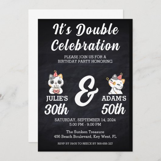 Invitation Double fête d'anniversaire (Devant / Derrière)
