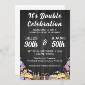 Invitation Double fête d'anniversaire (Devant / Derrière)