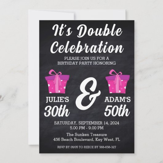 Invitation Double fête d'anniversaire (Devant)