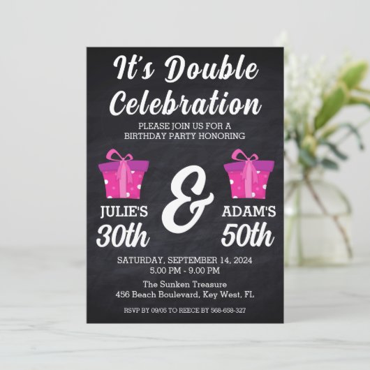 Invitation Double fête d'anniversaire (Debout devant)
