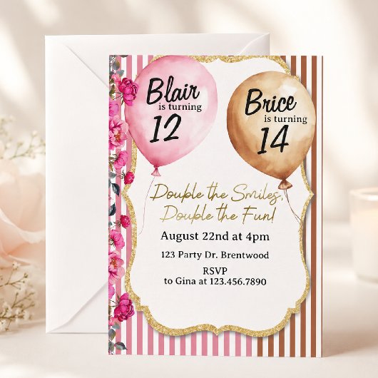 Invitation Double Fête d'Anniversaire | Anniversaire conjoint