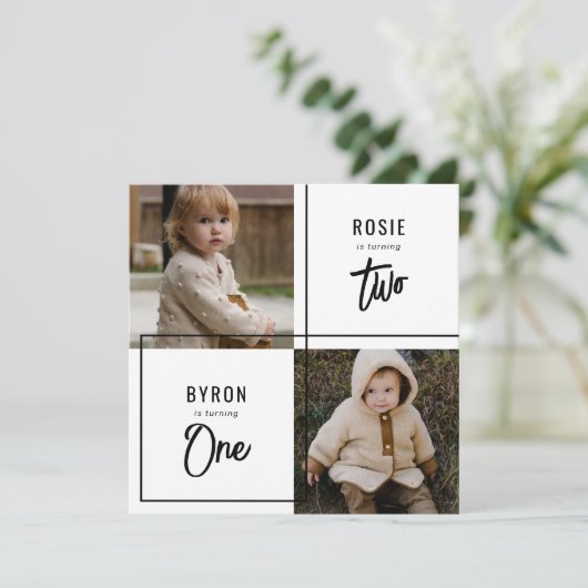 Invitation Double fête d'anniversaire conjointe (Debout devant)