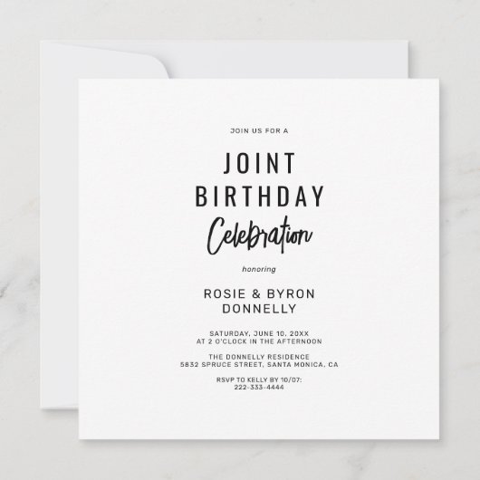 Invitation Double fête d'anniversaire conjointe (Dos)